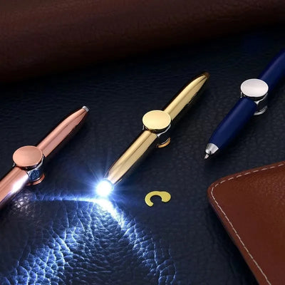 Multifunctional Decompression Finger Rotate Luminous Gyro Pens Toy Fidgets Spinner LED Light Ballpoint Pen Metal Gyro Pen Gift by Smarsty