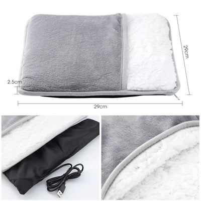 Winter Electric Foot Heating Pad USB Charging Soft Plush Washable Foot Warmer Heater Improve Sleeping Household Foot Warming Mat - Smarsty