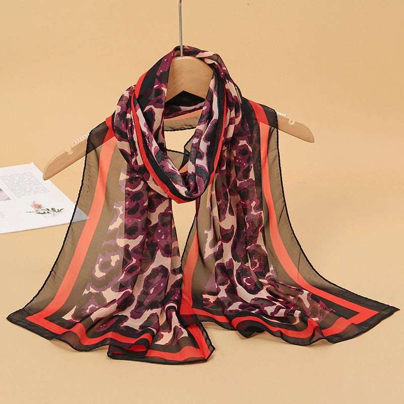 Women Print Chiffon Scarf Lightweight Sunscreen Shawl Wrap - Smarsty
