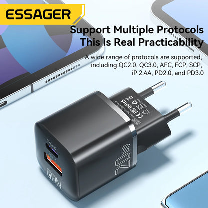 GaN USB C RapidCharge 20W PD Charger for iPhone iPad - Smarsty