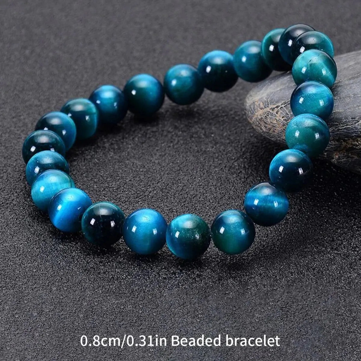 1Pc 6/8/10mm Minimalist Blue Tiger Eye Stone Beaded Bracelet Natural Stone Round Beads Bracelet For Daily Decoration - Smarsty