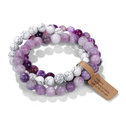 Natural Amethyst Crystal Beads Women's Bracelet Multi Layered Design - Smarsty