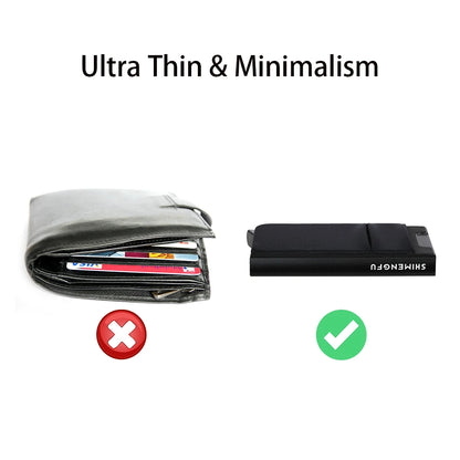 Pop-Up Card Holder RFID Protection Slim Aluminum Men Wallet Elasticity Back Pouch ID Credit Case Travel Cardholder Women Purse - Smarsty