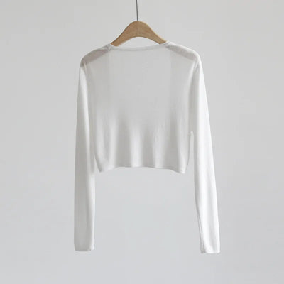 Sun Protection Knit Cardigan Women's Thin Coat Ice Silk Outerwear Cover-up Shawl Air Conditioning Shirt Summer - Smarsty