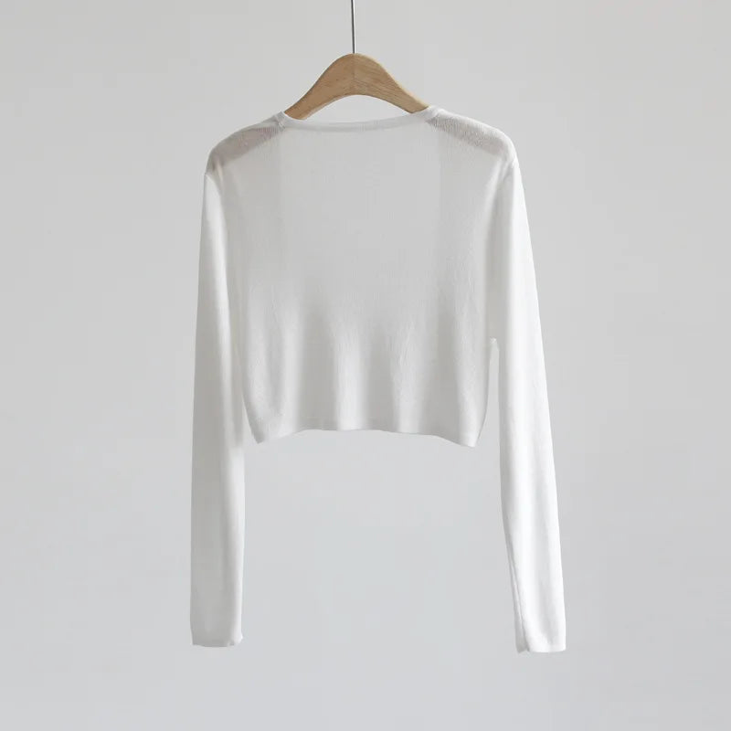 Sun Protection Knit Cardigan Women's Thin Coat Ice Silk Outerwear Cover-up Shawl Air Conditioning Shirt Summer