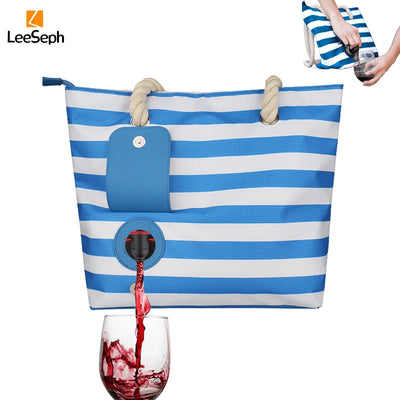 Leeseph Beach Wine Tote Bag with Hidden Dispenser - Smarsty