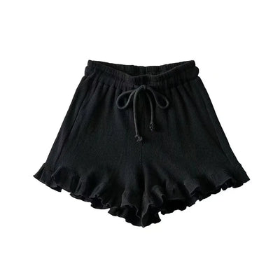 Casual Elastic-waisted Sweatpants Fashion Y2K Summer Waffle Shorts High Waist Lace Hot Pants Women - Smarsty