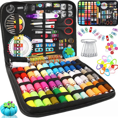 Sewing Kit Complete Set with Threads Needles Scissors Tape Measure Buttons and More for DIY Handcraft Projects Home and Travel - Smarsty
