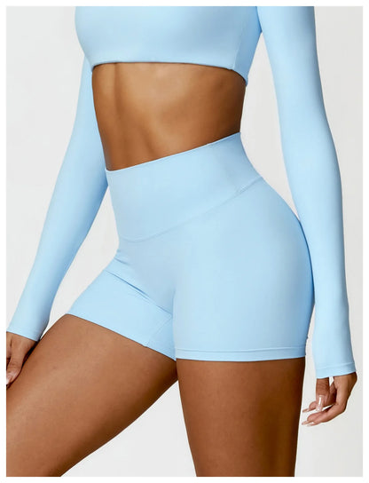 Ctenkevet Solid Color Women Fitness Quick-Dry Sport Short Women Cycling Soft Training Shorts Jog High Waist Yoga Short Legging - Smarsty