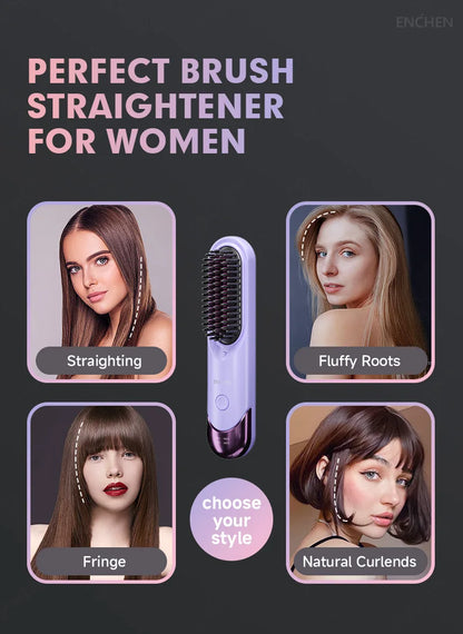 Professional Mini Straightener Brush with Negative Ions - Smarsty