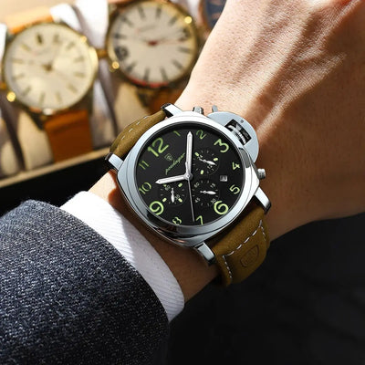 Luxury Waterproof Military Watch for Men Luminous Leather - Smarsty