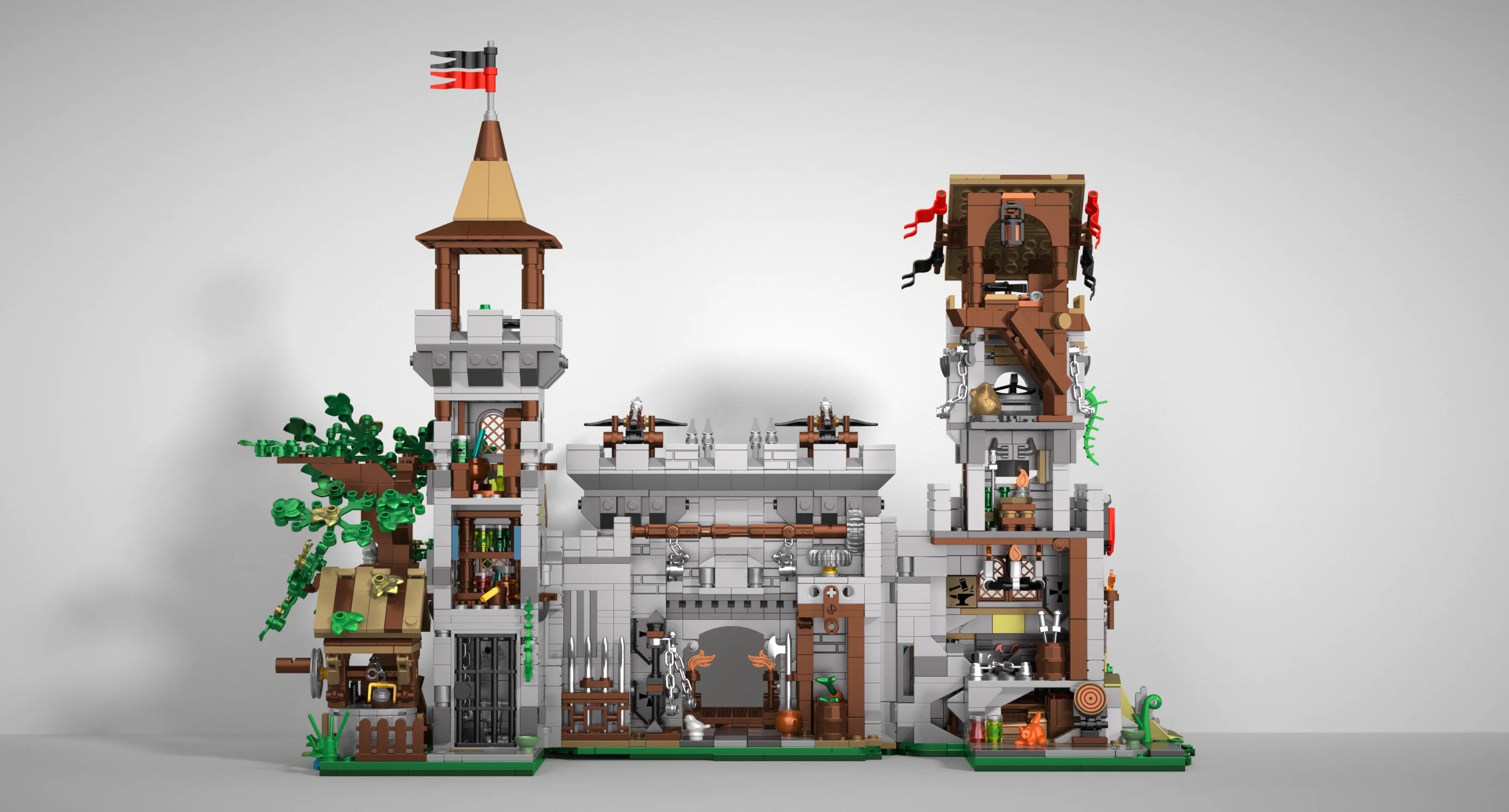 2568PCS Medieval Knight's Fortress Building Blocks Street View MOC Bricks Model Toys Sets Assembly Ornament Ideal Holiday Gifts