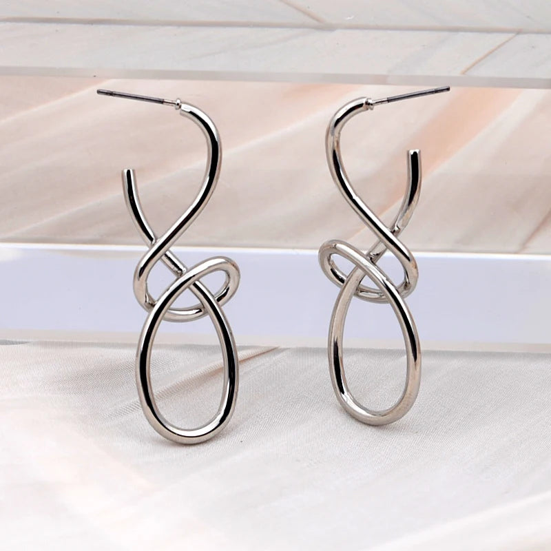Vintage Irregular Metal Drop Earrings for Women Fashion Statement - Smarsty