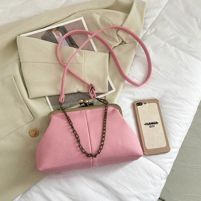 Vintage Soft Skin Shell Bag Lychee Pattern Crossbody - Smarsty