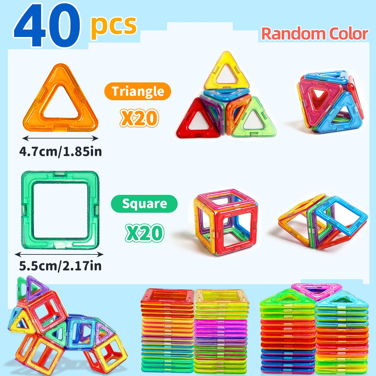 Magnetic Building Blocks DIY Magnets Toys medium size STEM Toys Construction Toys Learning Educational Magnet Toys - Smarsty
