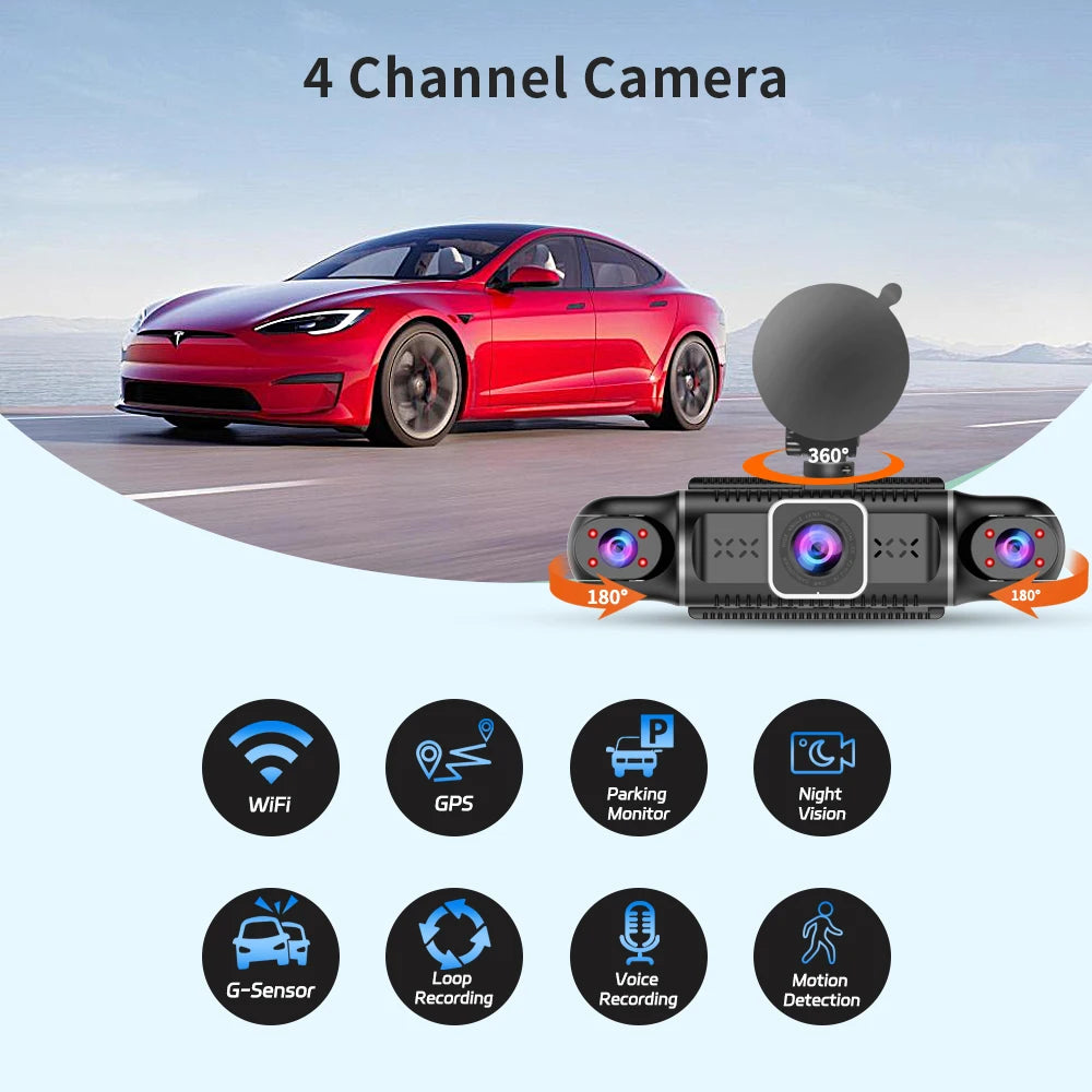 360 Degree Car Dash Cam With GPS WiFi 1080P Recording - Smarsty