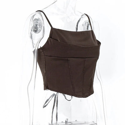 Spaghetti Strap Tank Top Sexy Backless Bandage Skinny Crop Tops 2024 Summer Elegant Lace Up Party Streetwear Women Camis - Smarsty