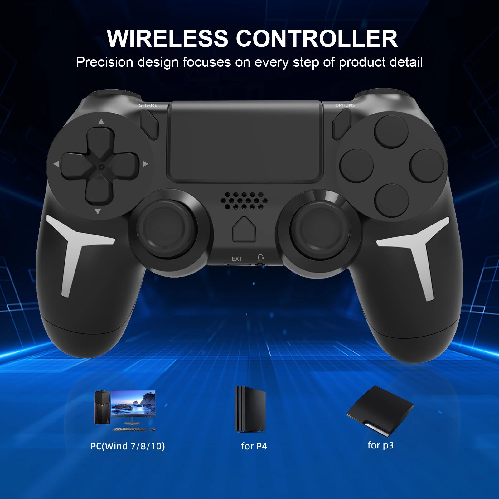 GAMINJA Wireless Gamepad Bluetooth Controller for PS4 PC - Smarsty