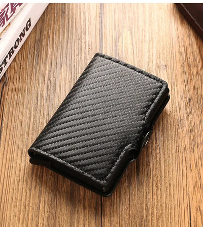 Carbon Fiber Rfid Blocking Men ID Credit Card Holders Wallet Leather Metal Business Bank CreditCard Cardholder Case Carteras - Smarsty