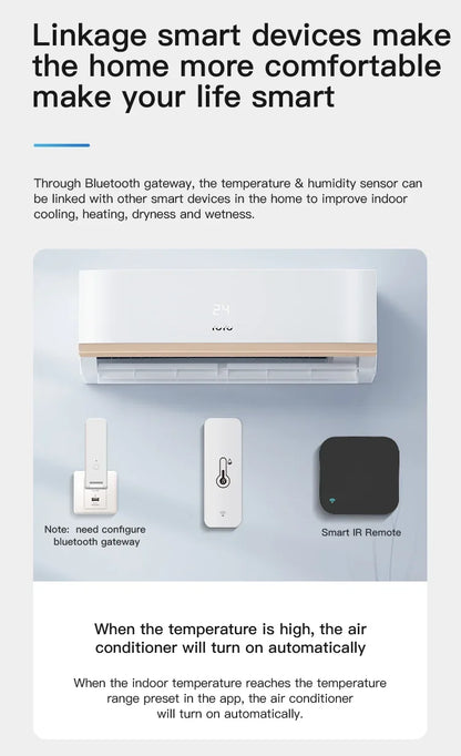 Tuya Smart Temperature and Humidity Sensor with Bluetooth Control - Smarsty
