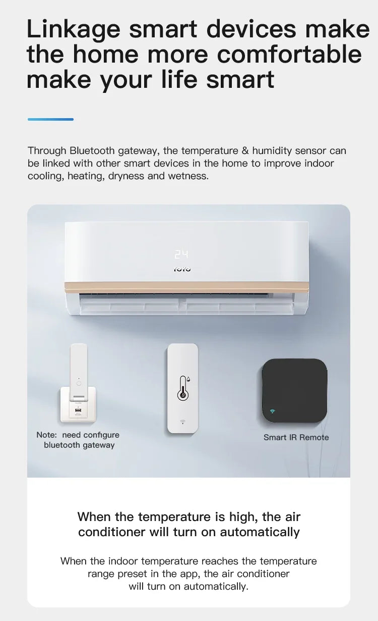 Tuya Smart Temperature and Humidity Sensor with Bluetooth Control - Smarsty