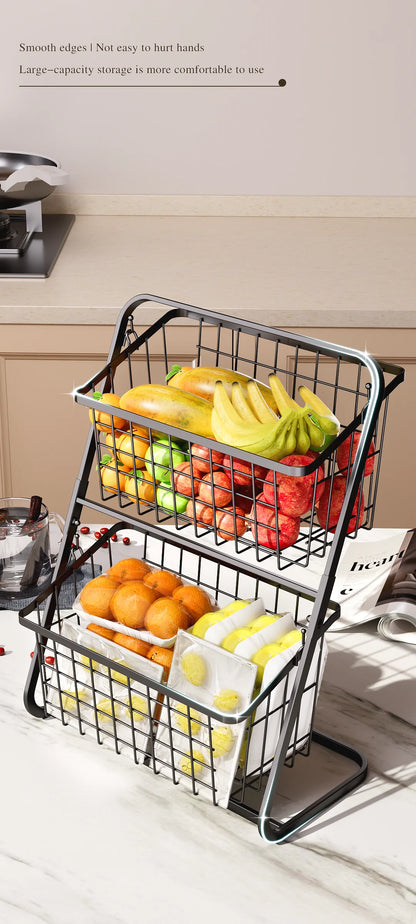 Kitchen Vegetable Storage Shelf, Black Floor To Ceiling Multi-layer Vegetable Rack, Household Vegetable And Fruit Storage Basket