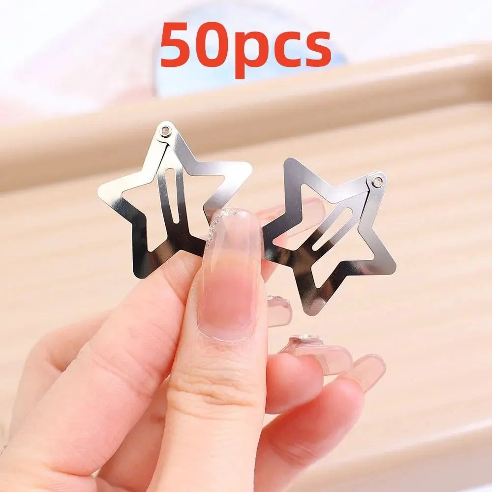 Y2K Silver Star Hair Clips for Girls Stylish Metal Barrettes - Smarsty