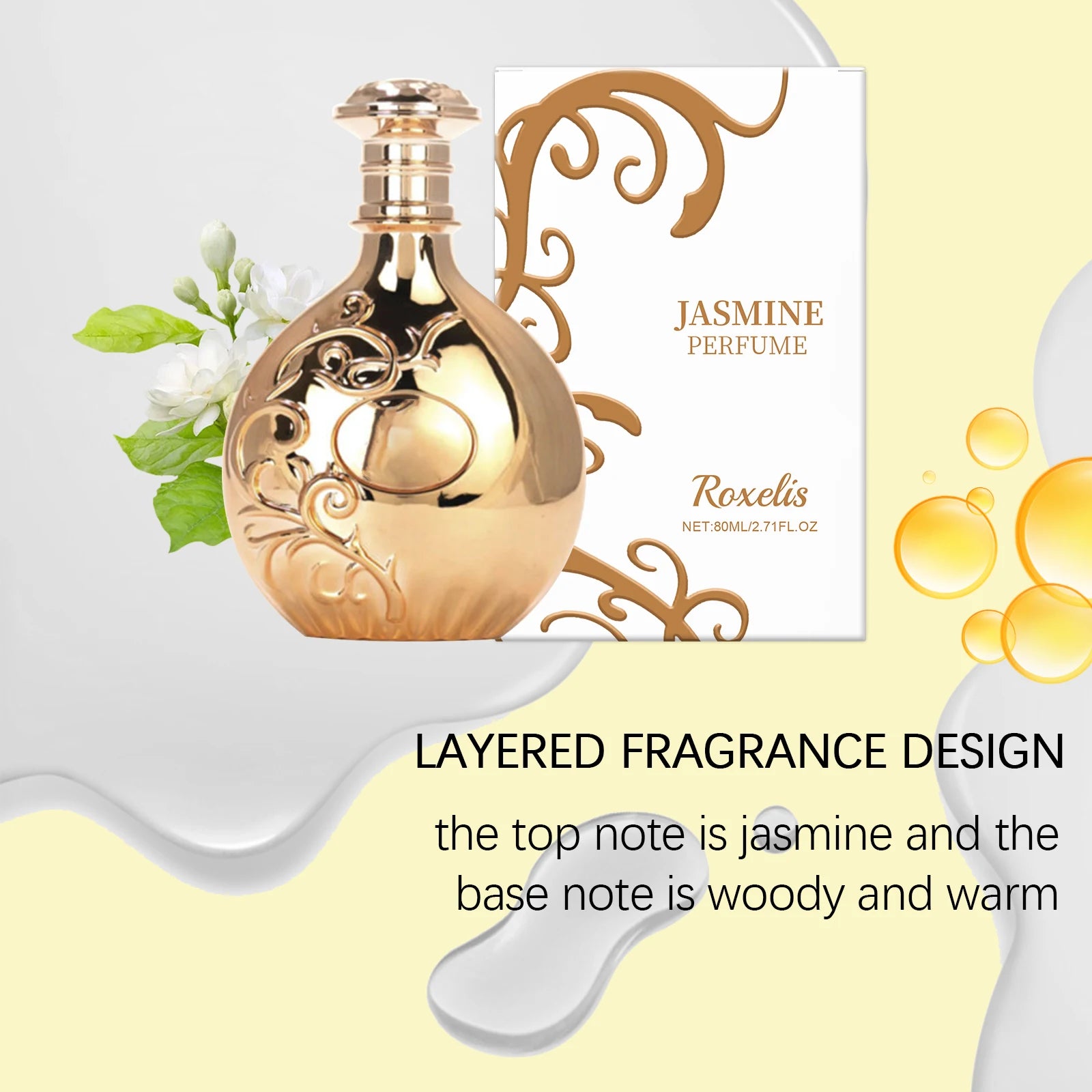Jasmine Perfume - Fresh Jasmine as Main Note, Long-Lasting Fragrance to Enhance Elegant Temperament | Eau de Parfum for Women