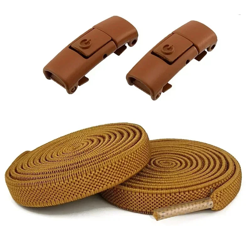 2Pairs Without Ties Elastic Laces No Tie Shoe Laces Press Lock Shoelaces Sneaker Kids Adult 8MM Widened Flat Shoelace for Shoes