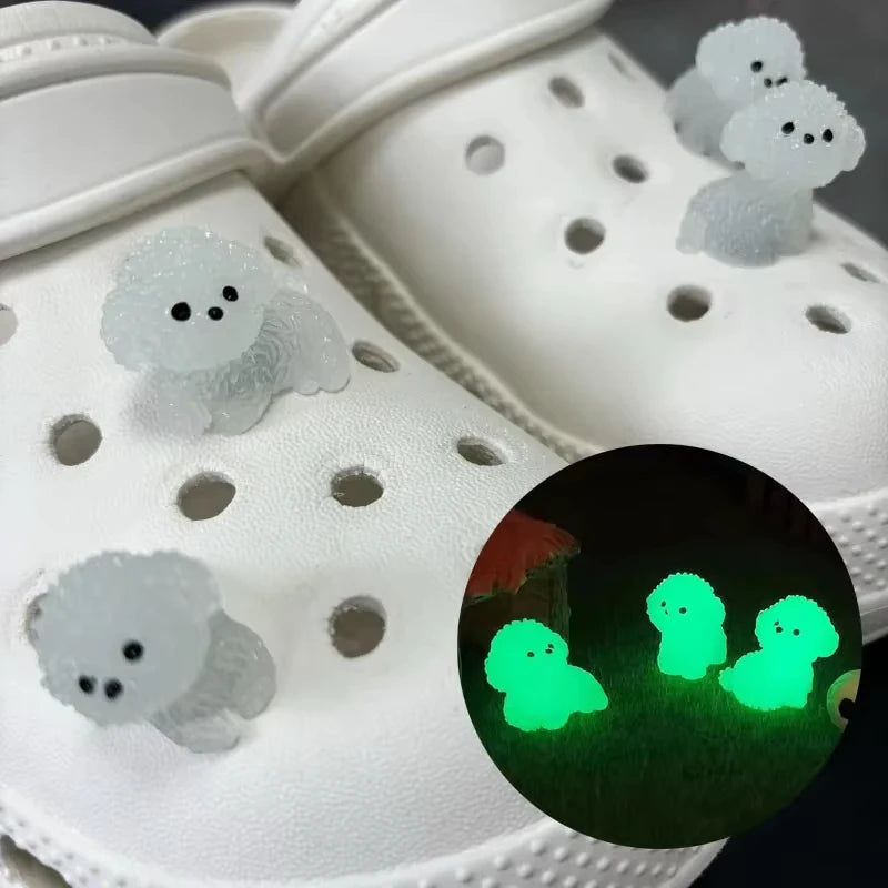 1/4Pcs/Set Luminescence 3D Cute Puppy Shoe Decoration Diy Shoes Charms Used For Clogs Sandals Perfect For Holiday Xmas Gifts