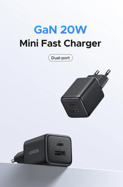 20W GaN USB C Charger PD3 Quick Charge Mini Compact - Smarsty