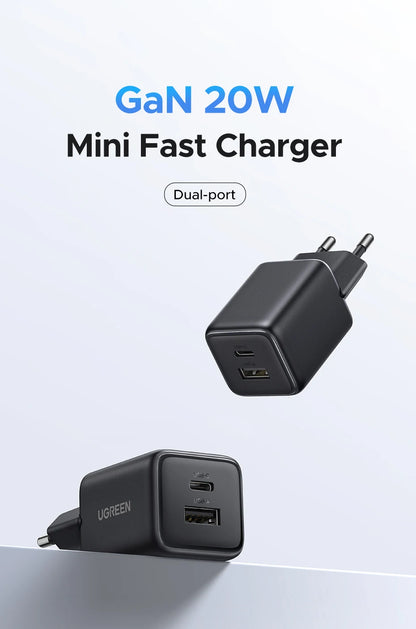 20W GaN USB C Charger PD3 Quick Charge Mini Compact - Smarsty