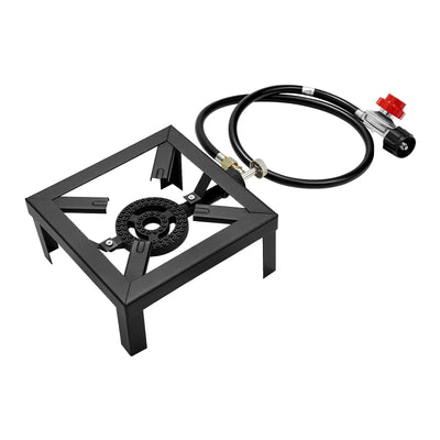 8000W Portable Double Burner Outdoor Gas Stove Propane Cooker with Adjustable 0-10Psi Regulator Hose for Patio Camping, BBQ
