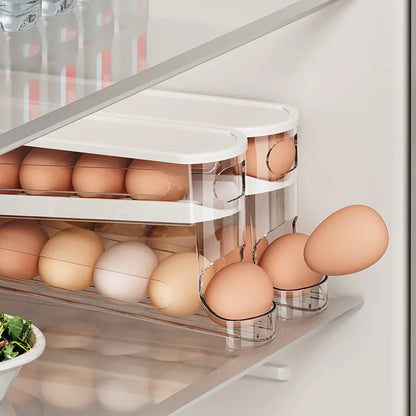 1PCS Home Refrigerator Egg Storage Box Automatic Rolling Eggs Holder Rack Egg Roller Organizer Kitchen Countertop Egg Shelf