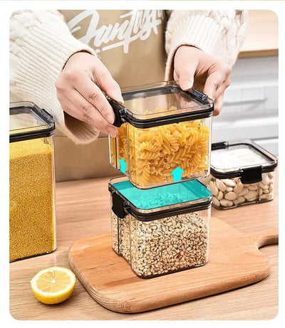 460-1800ml Sets Kitchen Stackable Sealed Jar Plastic Food Storage Box Multigrain Tank Bottle Dried Fruit Tea Storage Containers by Smarsty