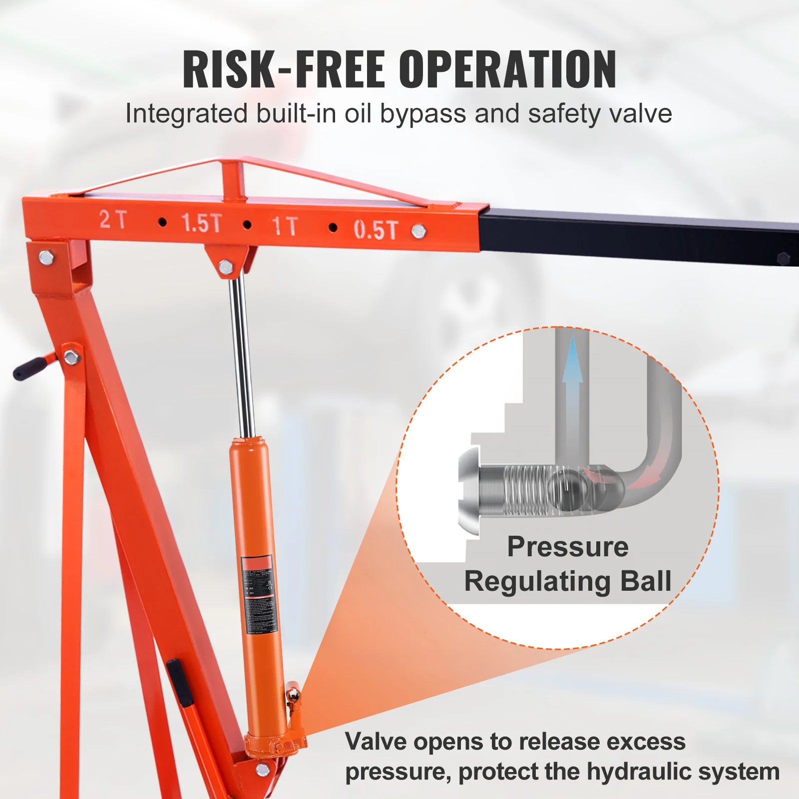 SucceBuy 3/8 Ton Hydraulic Long Ram Jack Engine Hoist Cylinder with Single Piston Pump, for Engine Lift Hoists, Hydraulic Garage