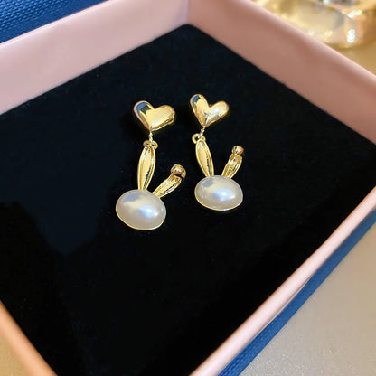 Pearl Long Earrings With Rhinestones For Wedding Fashion - Smarsty