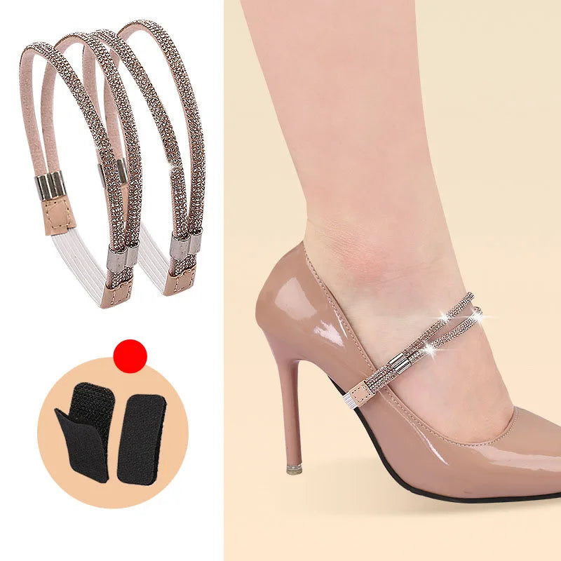 High Heels Shoes Band Anti-loose for Women Diamond Shoelaces Anti-drop Heel Straps Belt Drill Elastic Fixing Belts Rhinestone - Smarsty