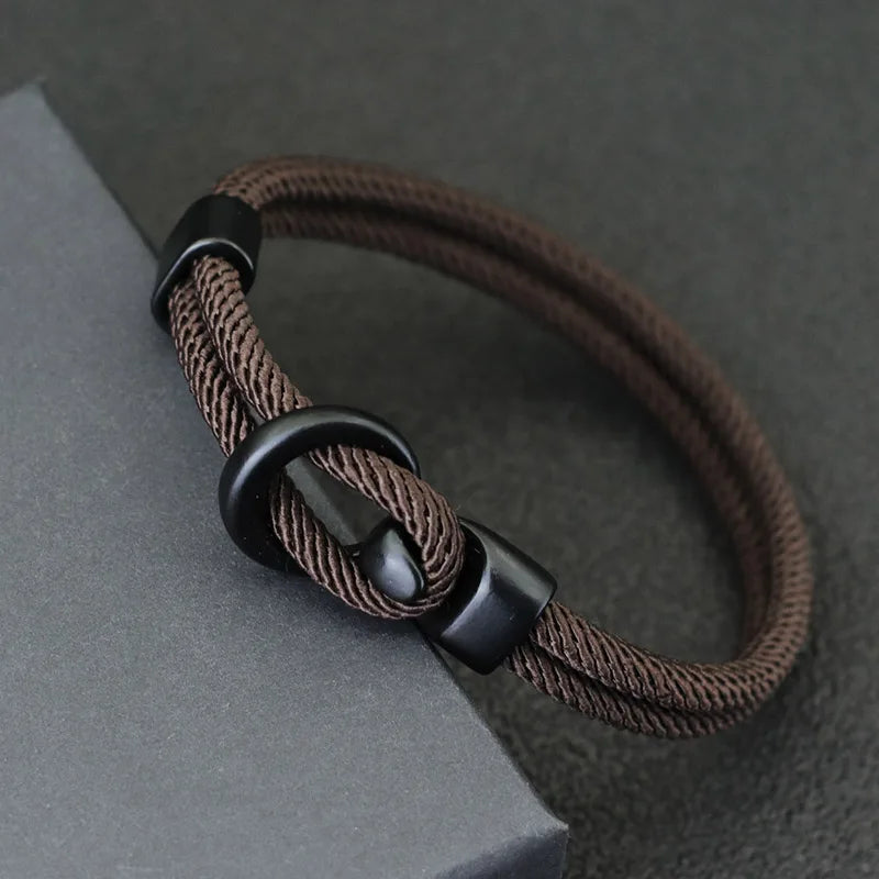 Men's Double Layer Paracord Survival Rope Bracelet Outdoor - Smarsty