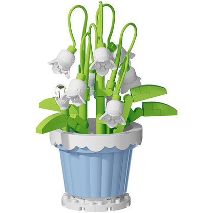 Building block flower simulation bouquet small particle assembly puzzle toy children's handmade DIY potted tabletop ornament - Smarsty