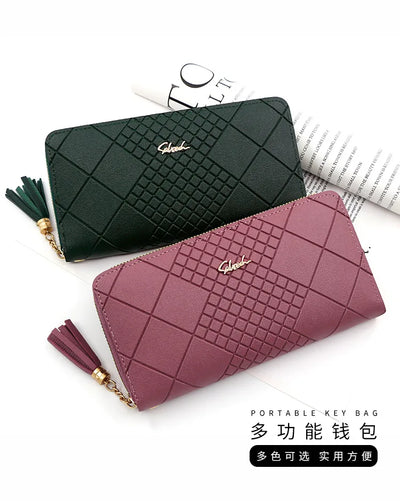 Zipper Money Coin Purse Women Card Holder Long PU Leather Clutch Wallet Large Capacity Lady Wristlet Phone HandBags Money Pocket - Smarsty