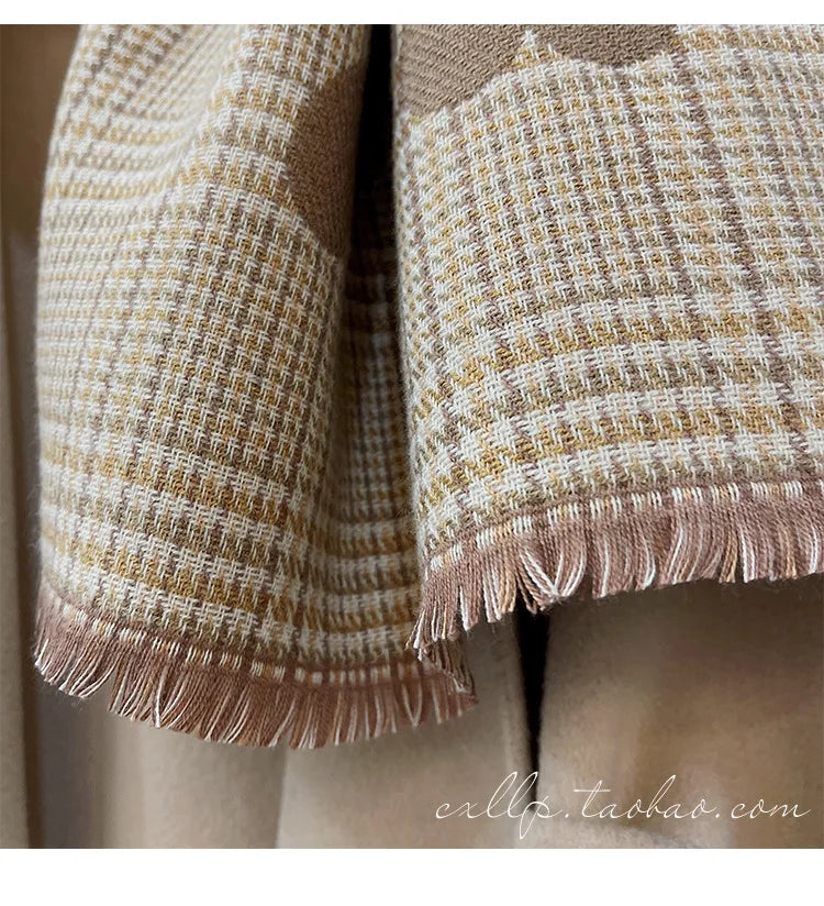Double Side Cashmere Scarf Warm Thickened Winter Wrap - Smarsty