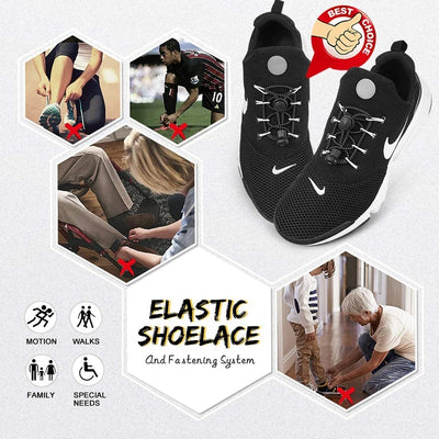 Round Elastic Shoelaces Suitable For Various Shoe Accessories No Tie Shoelace Fixed Stretching Locking Lazy laces 1 Pair - Smarsty