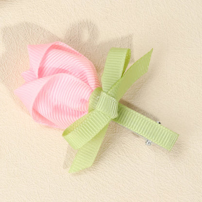 Pink Tulip Floral Hair Clips for Girls - Smarsty
