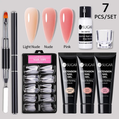 Nude Glitter Gel Nail Polish Kit for Long-Lasting Manicure - Smarsty