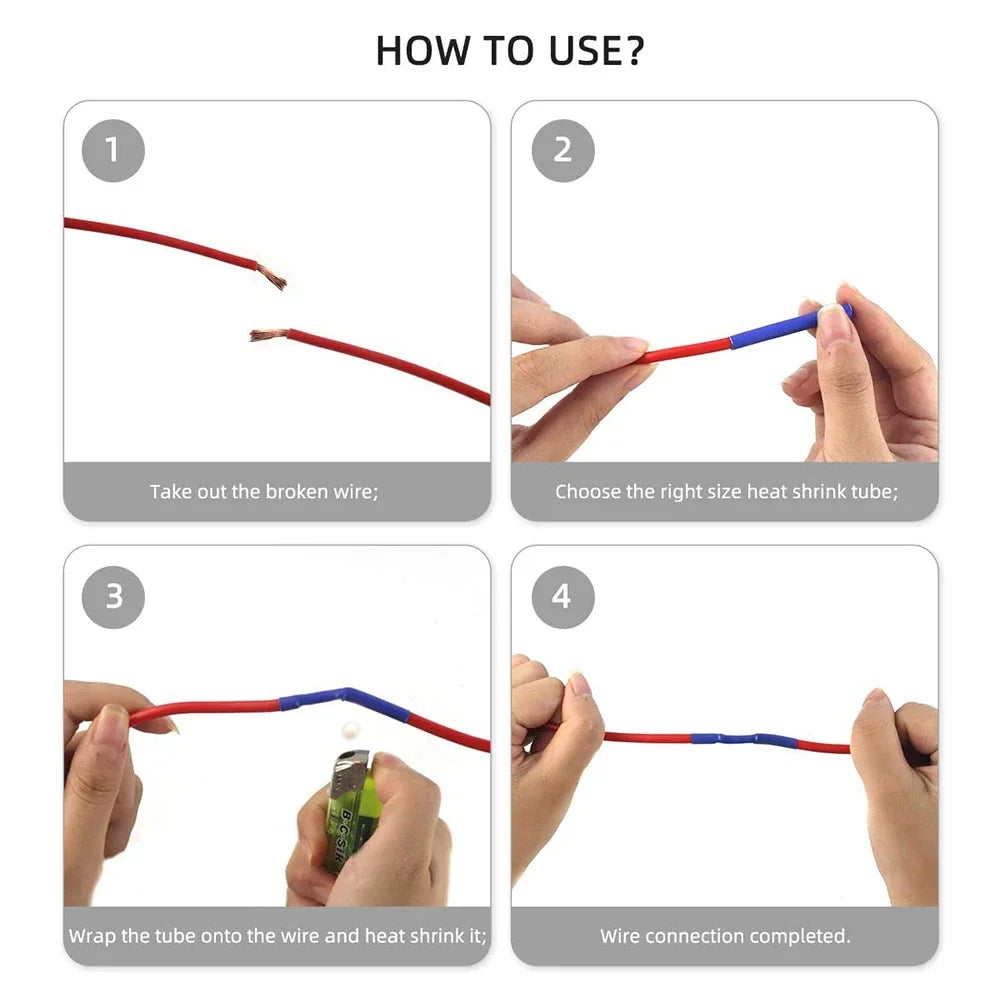 Heat Shrink Tube Kit Thermoresistant Tubing Heat Shrink Wire Wrapping Electrical Connection Cable Insulation Sleeved Protecter