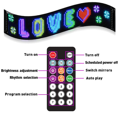 GOTUS LED Matrix Panel,Scrolling Bright Advertising LED Sign,LED Car Sign With Remote Control and Bluetooth Application Control