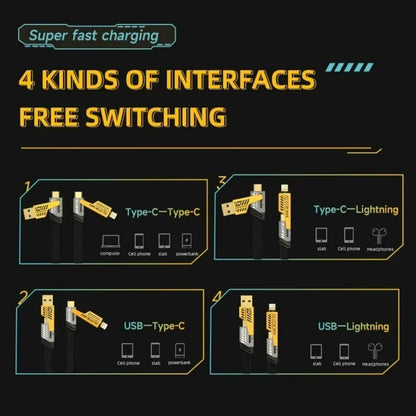 65W 4 in 1 Fast Charging USB Data Cable - Smarsty
