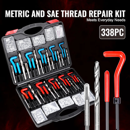SucceBuy Helicoil Thread Repair Kit SAE Metric Rethreading Tool Kit HSS Drill Bits Thread Inserts Breakoff Installation Tools