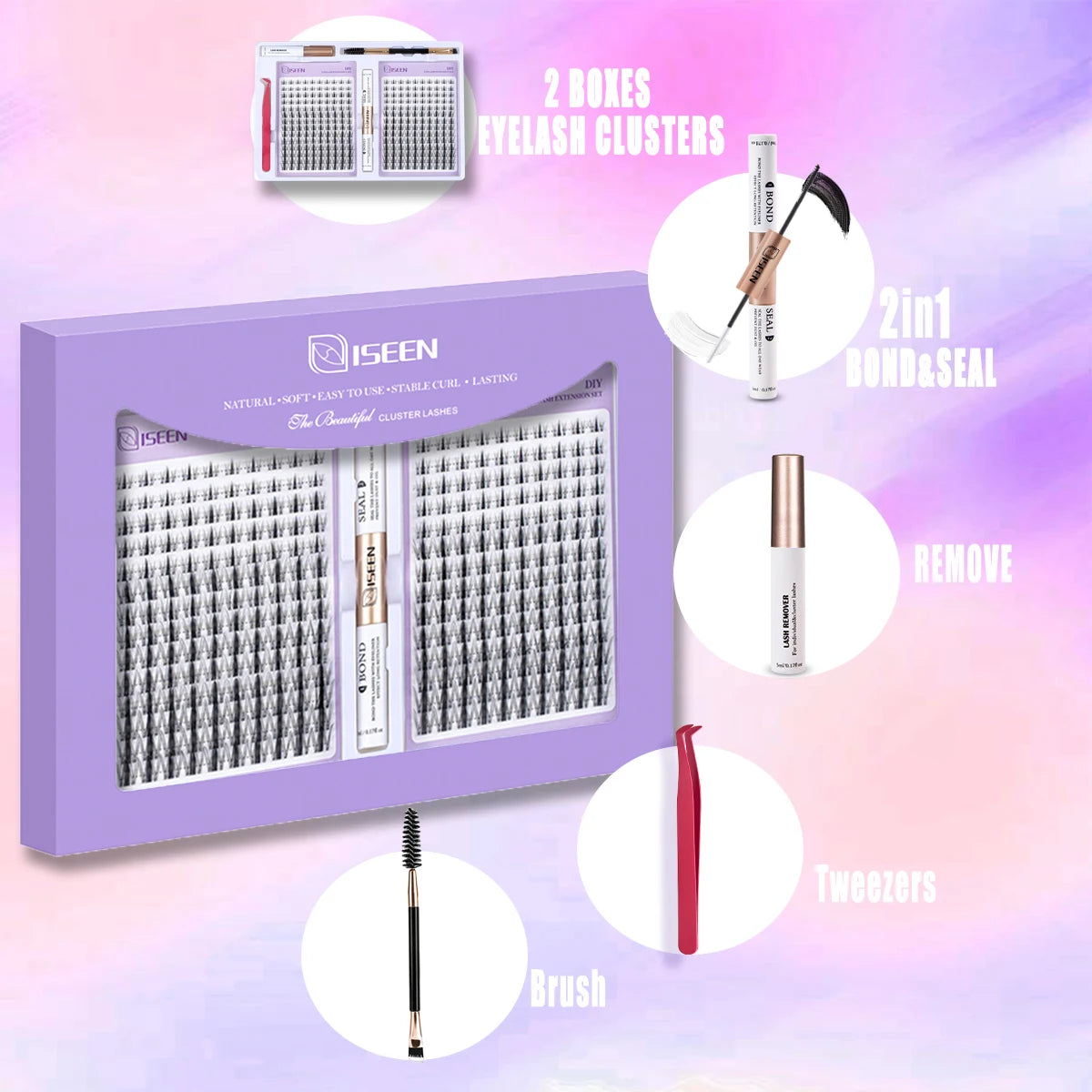 ISEEN DIY Eyelash Extension Kit with Bond and Tweezers - Smarsty